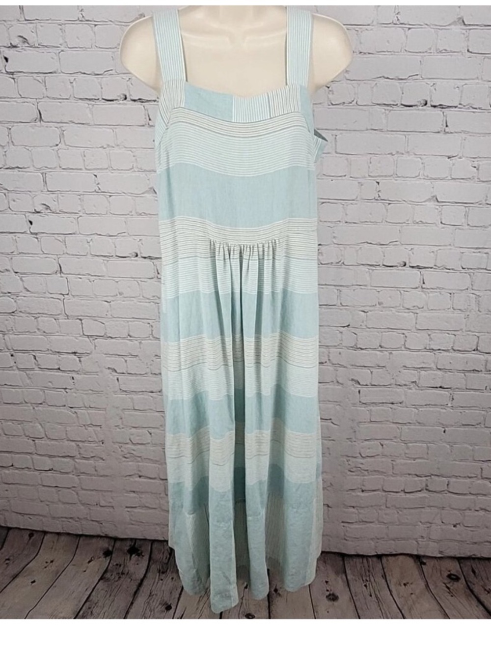 Patagonia Blue Striped Garden Island Hemp Blend Pockets Buttoned Dress Medium M